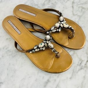 Vera Wang Lavender Collection  Bronzed Jeweled Sandal Size 8